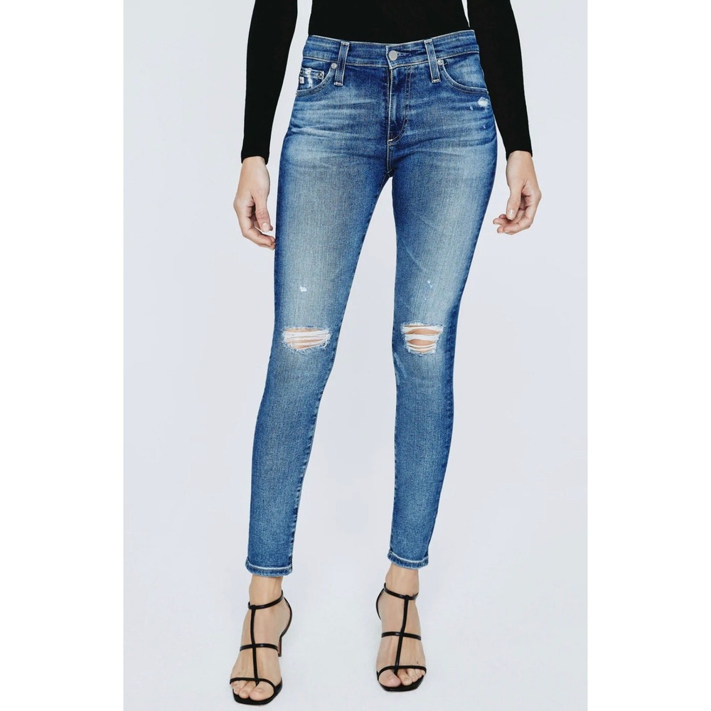 AG Jeans‎ 31 Farrah Skinny Ankle Jeans Distressed Blue 12 Years Cherry Creek
